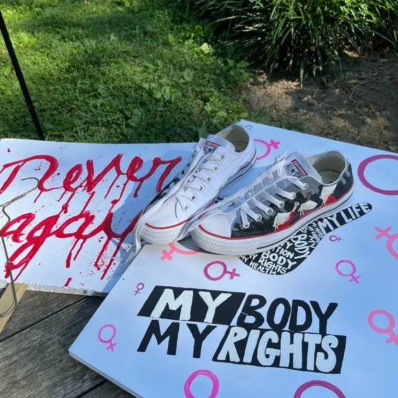 Converse Roe vs Wade Abortion Rights Sneakers Handmaid’s Tale Design. W-7 M 5 - Picture 4 of 9